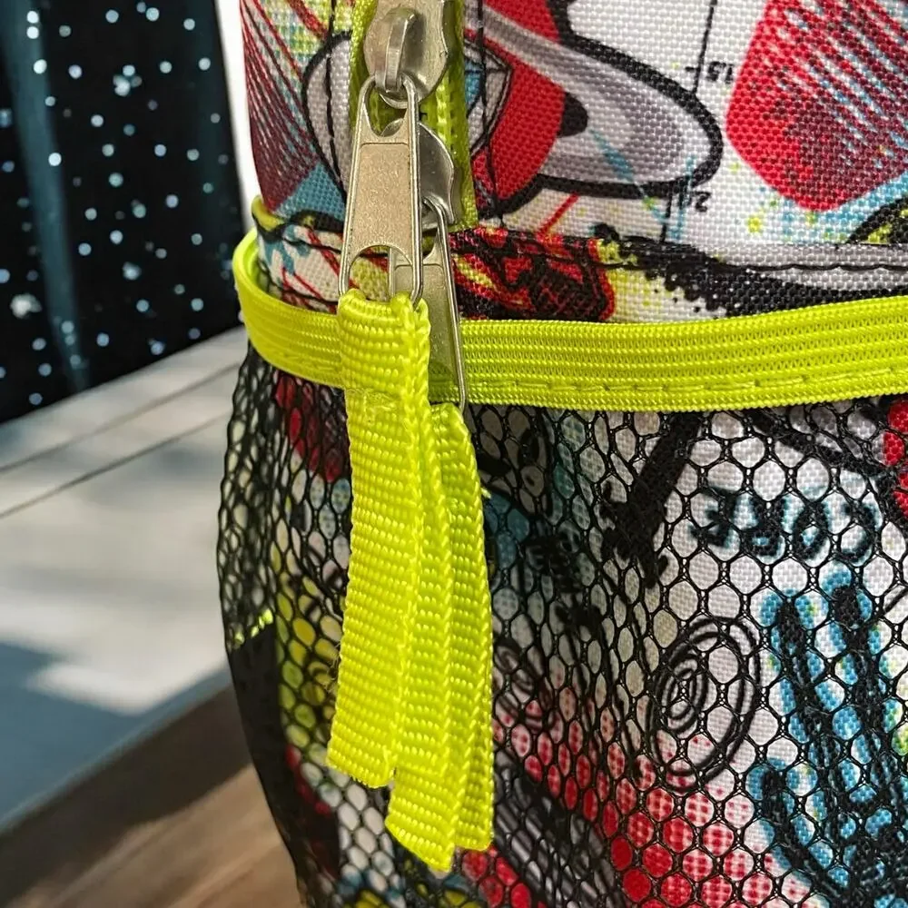 Space Alien Backpack Matching Pouch Neon UFO Outer Space Reflective Spaceman